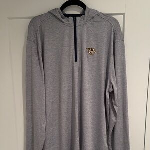 johnnie-O blue sugar stripe 1/4 zip hoodie. Nashville Predators